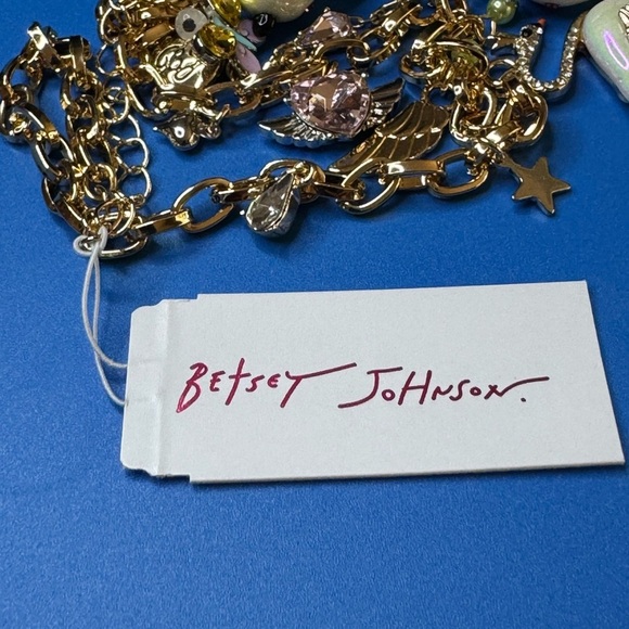 Betsey Johnson Gold Charm Necklace with Cat and Wing Pendants - Picture 8 of 12